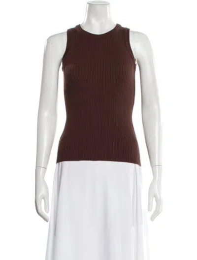 Pre-owned Mijeong Park Crew Neck Sleeveless Top In Brown