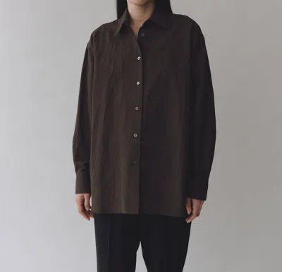 Mijeong Park Crinkle Oversized Button Down Shirt In Brown