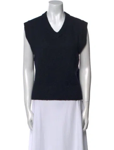 Pre-owned Mijeong Park Crochet V-neck Sweater W/ Tags In Black