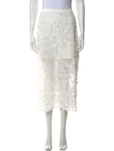 Pre-owned Mijeong Park Lace Pattern Midi Length Skirt W/ Tags In White