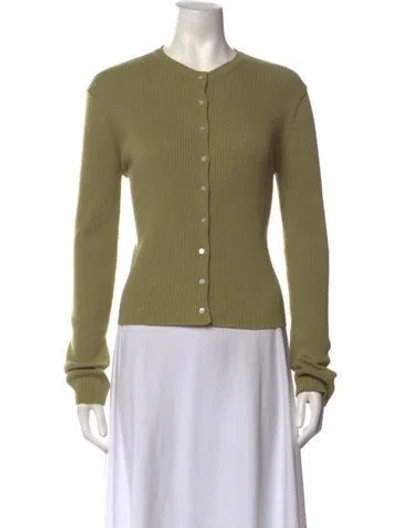 Pre-owned Mijeong Park Linen Crew Neck Sweater In Green