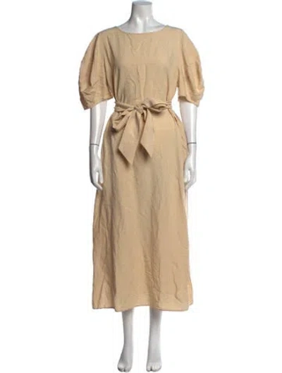Pre-owned Mijeong Park Linen Long Dress In Neutral