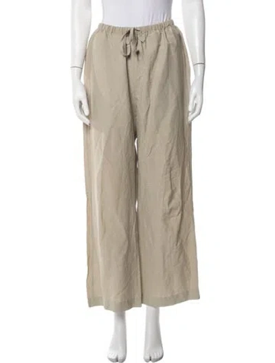 Pre-owned Mijeong Park Linen Wide Leg Pants In Neutrals