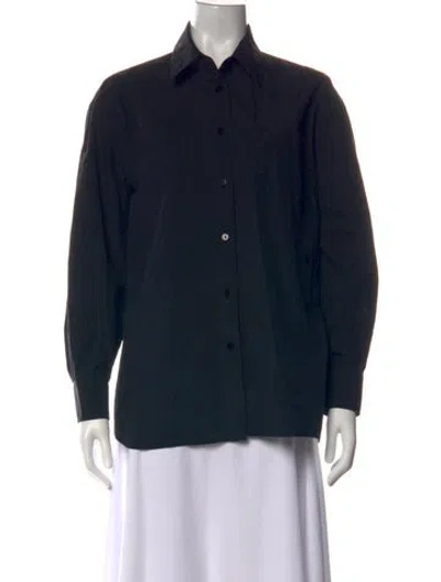 Pre-owned Mijeong Park Long Sleeve Button-up Top In Black