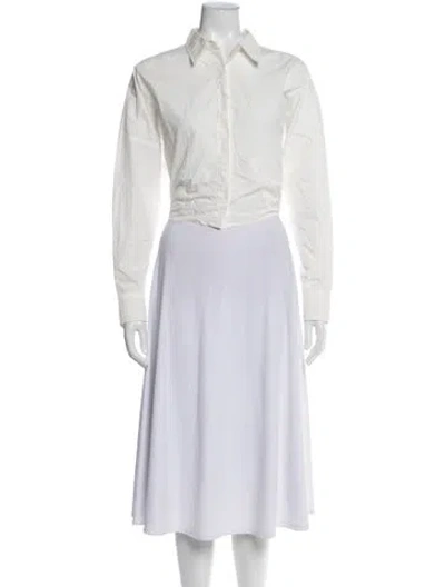 Pre-owned Mijeong Park Long Sleeve Button-up Top In White