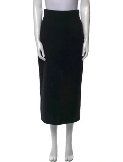 Pre-owned Mijeong Park Merino Wool Midi Length Skirt In Black