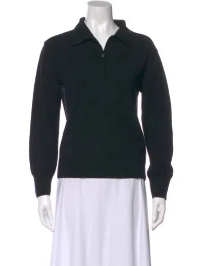 Pre-owned Mijeong Park Merino Wool V-neck Sweater In Black