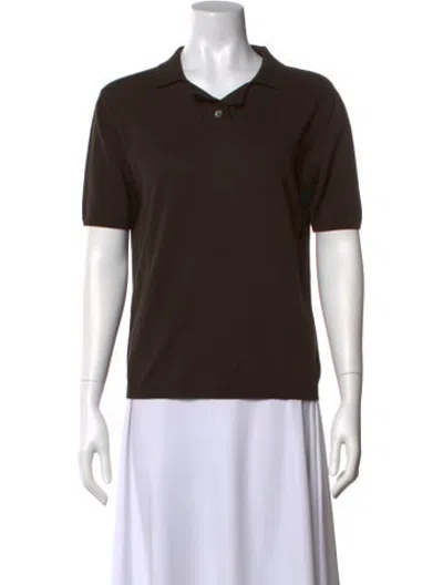 Pre-owned Mijeong Park Short Sleeve Polo In Brown