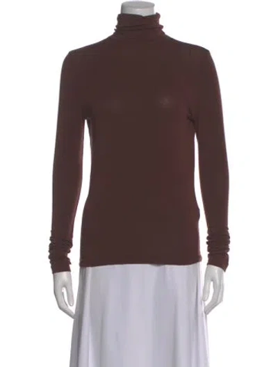 Pre-owned Mijeong Park Turtleneck Long Sleeve Top In Brown