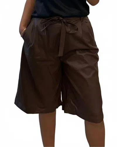 Mijeong Park Vegan Leather Bermuda Shorts In Brown