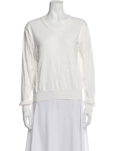 Pre-owned Mijeong Park V-neck Long Sleeve Top In White