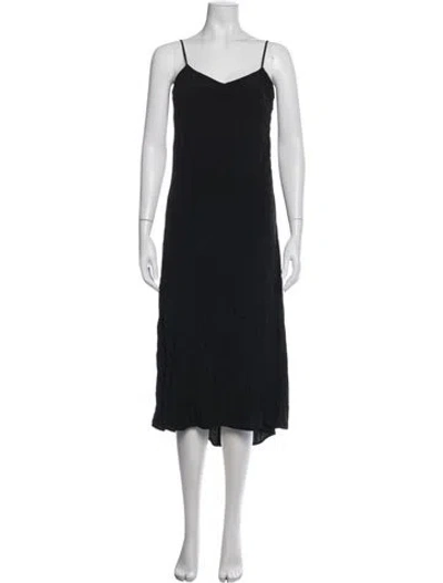 Pre-owned Mijeong Park V-neck Midi Length Dress In Black