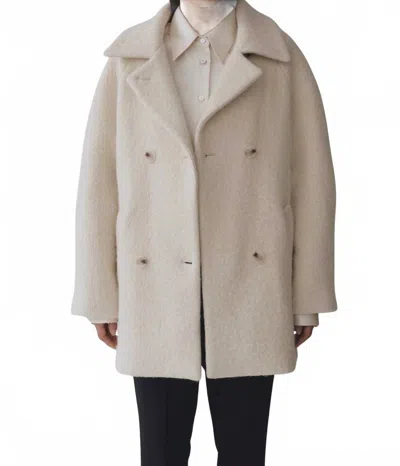 Mijeong Park Wool & Alpaca Blend Boucle Coat In Cream In Gray