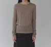 Mijeong Park Wool Tencel Crew Neck Top In Khaki