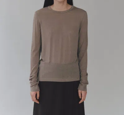 Mijeong Park Wool Tencel Crew Neck Top In Khaki