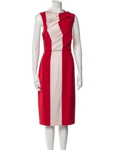 Pre-owned Mikael Aghal Colorblock Pattern Midi Length Dress In Red