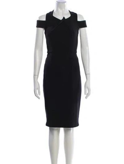 Pre-owned Mikael Aghal Crew Neck Knee-length Dress In Black