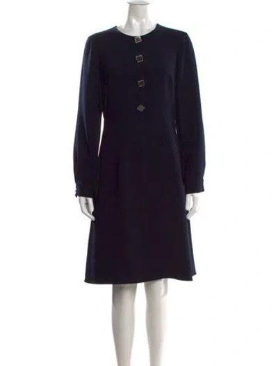 Pre-owned Mikael Aghal Crew Neck Knee-length Dress In Black