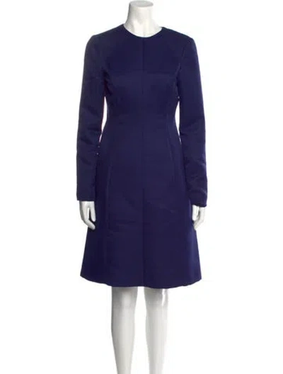 Pre-owned Mikael Aghal Crew Neck Knee-length Dress In Blue