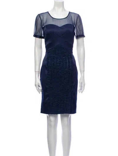 Pre-owned Mikael Aghal Crew Neck Knee-length Dress In Blue