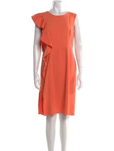 Pre-owned Mikael Aghal Crew Neck Knee-length Dress In Orange
