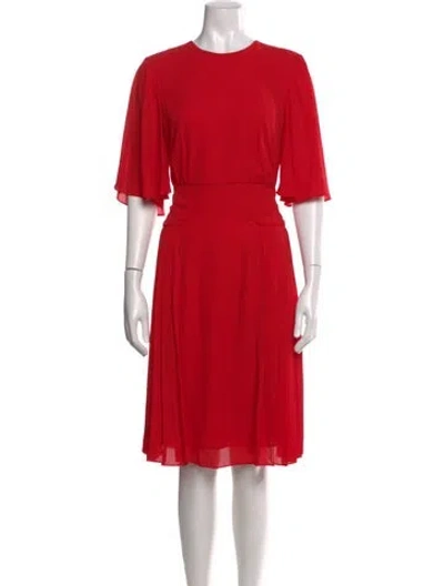 Pre-owned Mikael Aghal Crew Neck Knee-length Dress In Red