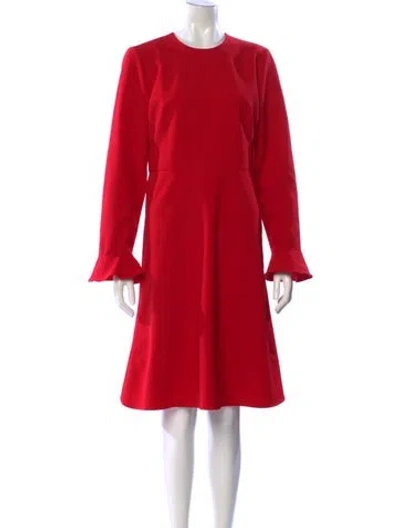 Pre-owned Mikael Aghal Crew Neck Knee-length Dress In Red