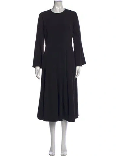 Pre-owned Mikael Aghal Crew Neck Long Dress In Black