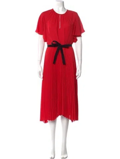 Pre-owned Mikael Aghal Crew Neck Long Dress In Red