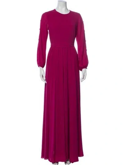 Pre-owned Mikael Aghal Crew Neck Long Dress W/ Tags In Red