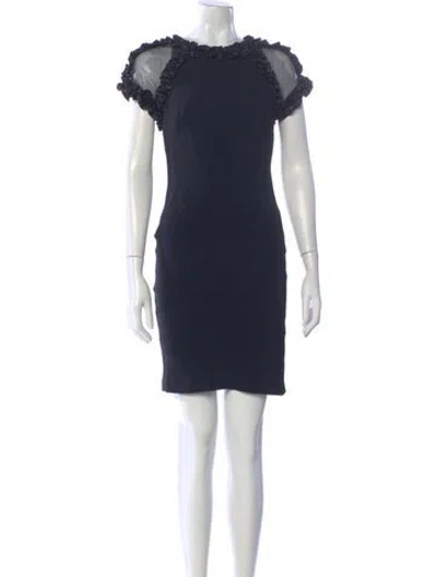 Pre-owned Mikael Aghal Crew Neck Mini Dress In Blue