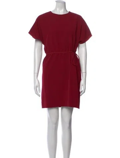 Pre-owned Mikael Aghal Crew Neck Mini Dress In Burgundy