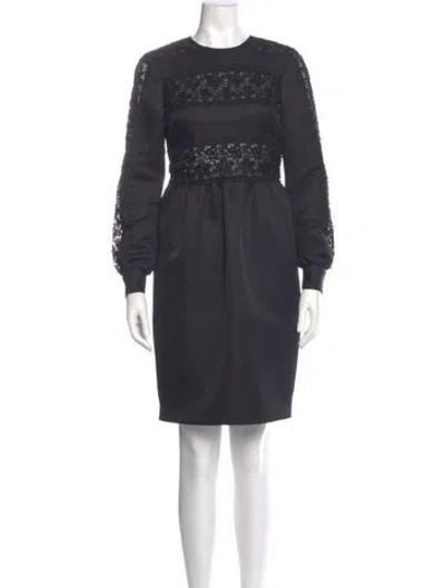 Pre-owned Mikael Aghal Crew Neck Mini Dress In Gray