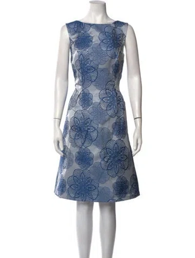 Pre-owned Mikael Aghal Floral Print Knee-length Dress In Blue