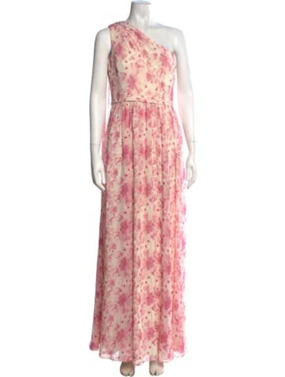 Pre-owned Mikael Aghal Floral Print Long Dress W/ Tags In Pink