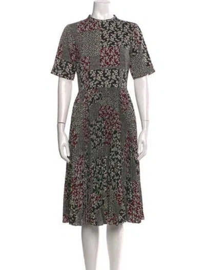 Pre-owned Mikael Aghal Floral Print Midi Length Dress In Multi
