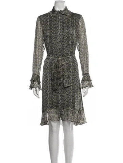 Pre-owned Mikael Aghal Floral Print Midi Length Dress In Multicolor