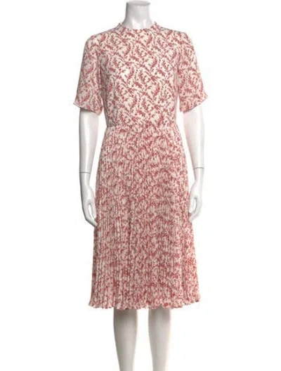 Pre-owned Mikael Aghal Floral Print Midi Length Dress In Pink