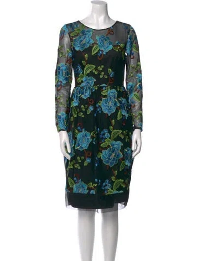Pre-owned Mikael Aghal Floral Print Mini Dress In Black