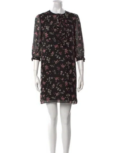 Pre-owned Mikael Aghal Floral Print Mini Dress In Black