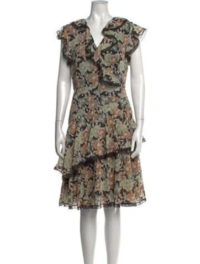 Pre-owned Mikael Aghal Floral Print Mini Dress In Multicolor