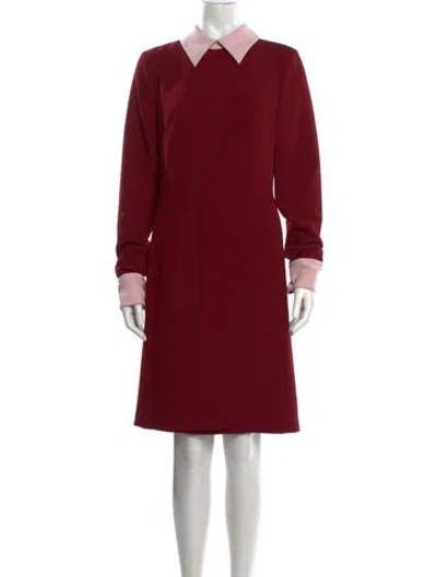 Pre-owned Mikael Aghal Knee-length Dress In Burgundy