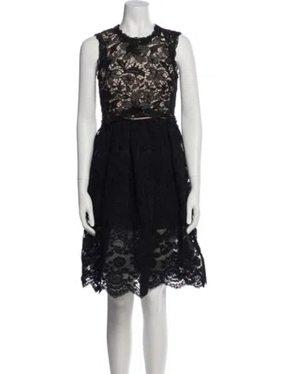 Pre-owned Mikael Aghal Lace Pattern Knee-length Dress In Black