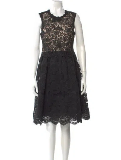 Pre-owned Mikael Aghal Lace Pattern Knee-length Dress In Black