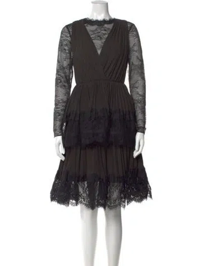 Pre-owned Mikael Aghal Lace Pattern Knee-length Dress In Black