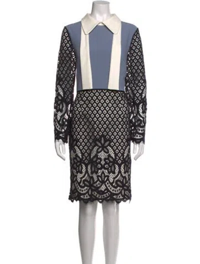 Pre-owned Mikael Aghal Lace Pattern Knee-length Dress In Blue