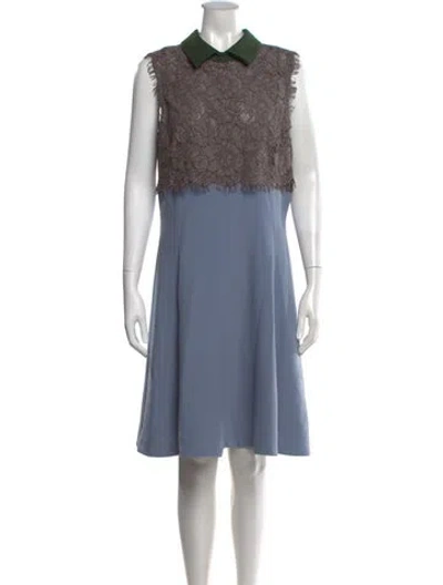 Pre-owned Mikael Aghal Lace Pattern Knee-length Dress In Blue