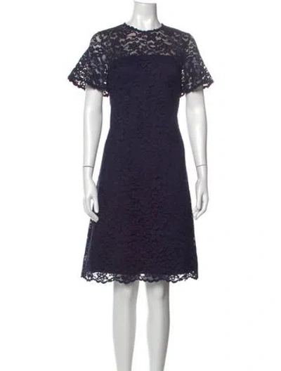 Pre-owned Mikael Aghal Lace Pattern Knee-length Dress W/ Tags In Blue