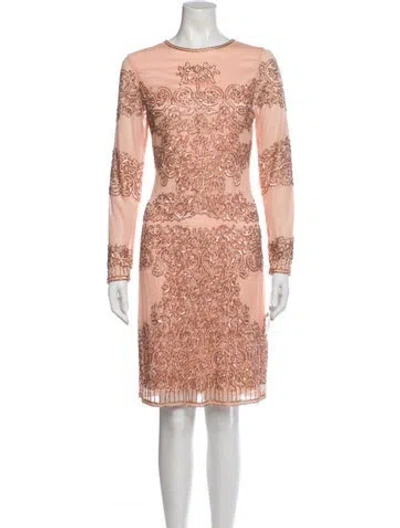 Pre-owned Mikael Aghal Lace Pattern Knee-length Dress W/ Tags In Pink