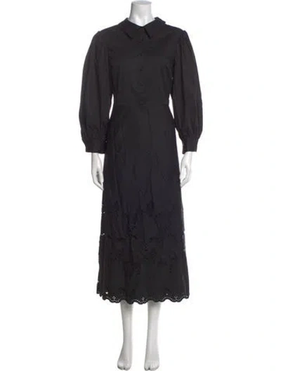 Pre-owned Mikael Aghal Lace Pattern Long Dress W/ Tags In Black